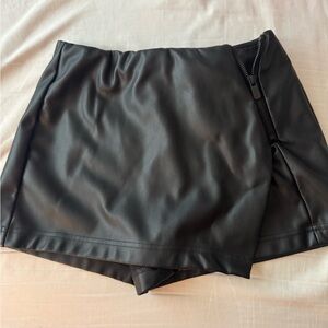 Black Faux Leather Mini Skort
